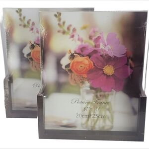 Picture Frame  Double Sided Frameless Set of 2  8"x 10" Brown Wood